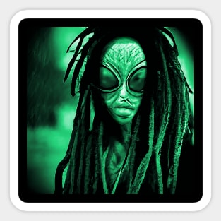 Funny Retro Dreadlock Alien Invader Vintage Sci-fi Space Planet X Sticker